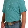 Cinch® Men's Turquoise Geo Print Short Sleeve Button Front Western Shirt