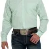 Cinch® Men's Pastel Green Modern Print Long Sleeve Button Front Western Shirt