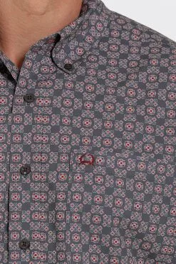 Cinch® Men's ArenaFlex® Grey Print Short Sleeve Button Front Western Shirt 7 Cinch® Men's ArenaFlex® Grey Print Short Sleeve Button Front Western Shirt -Leather Wallet Shop MTW1704096 4