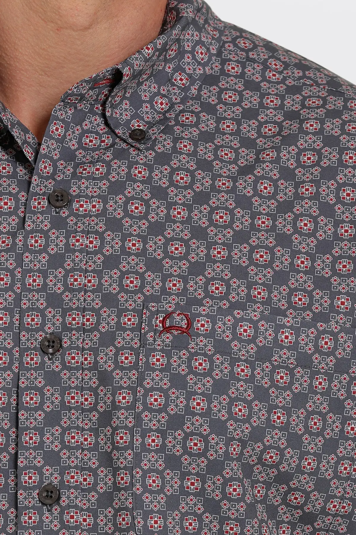 Cinch® Men's ArenaFlex® Grey Print Short Sleeve Button Front Western Shirt 4 Cinch® Men's ArenaFlex® Grey Print Short Sleeve Button Front Western Shirt - Image 4