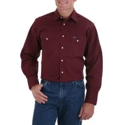 Wrangler® Men's Cowboy Cut® Twill Long Sleeve Snap Front Western Work Shirt -Leather Wallet Shop MW9271R Wrangler Western Work Z c603d747 63ab 4010 826c 65c3baac42b4