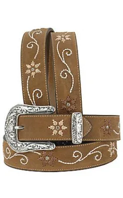 M&F Western Nocona® Women's Floral Embroidery Apache Bay Leather Western Belt