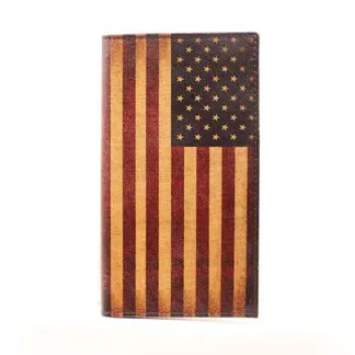 M&F Western Nocona® Men's Vintage American Flag Leather Rodeo Wallet 1 M&F Western Nocona® Men's Vintage American Flag Leather Rodeo Wallet