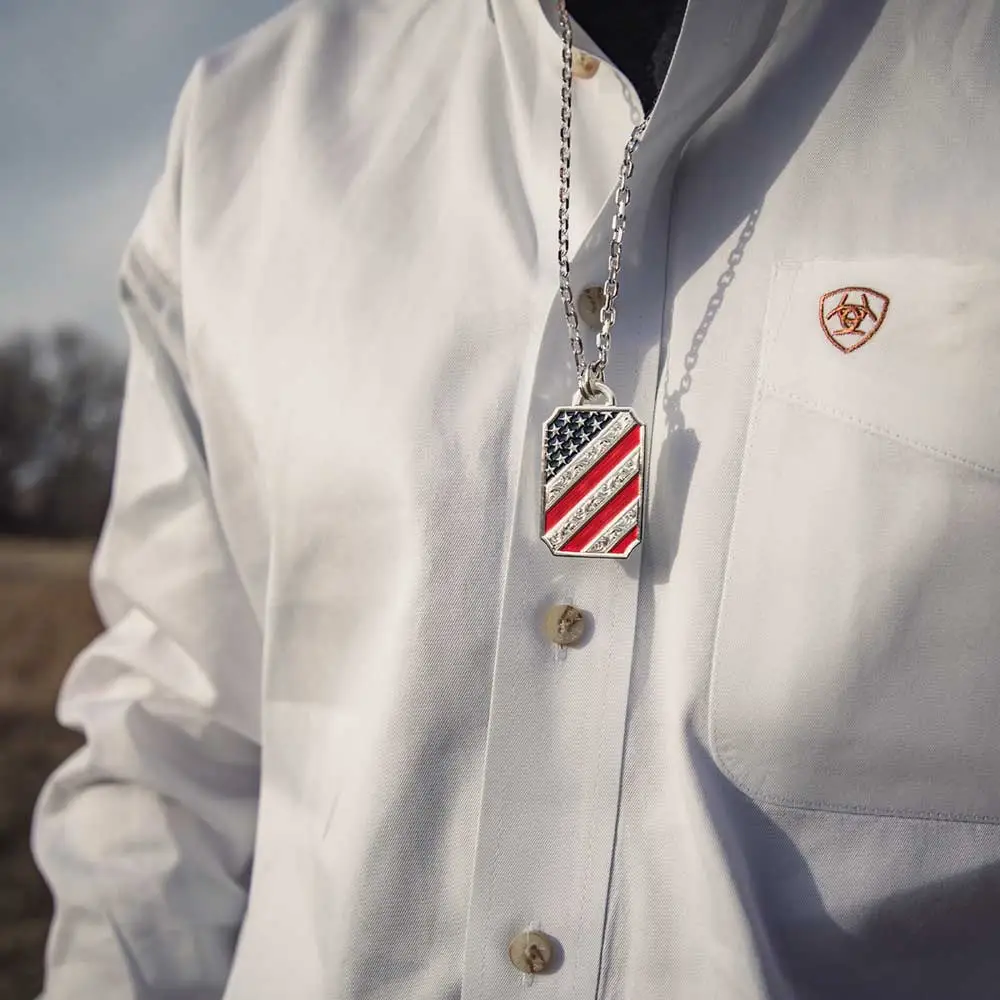 Montana Silversmiths® Men's 28" Stars And Stripes Patriotic Necklace 3 Montana Silversmiths® Men's 28" Stars And Stripes Patriotic Necklace - Image 3