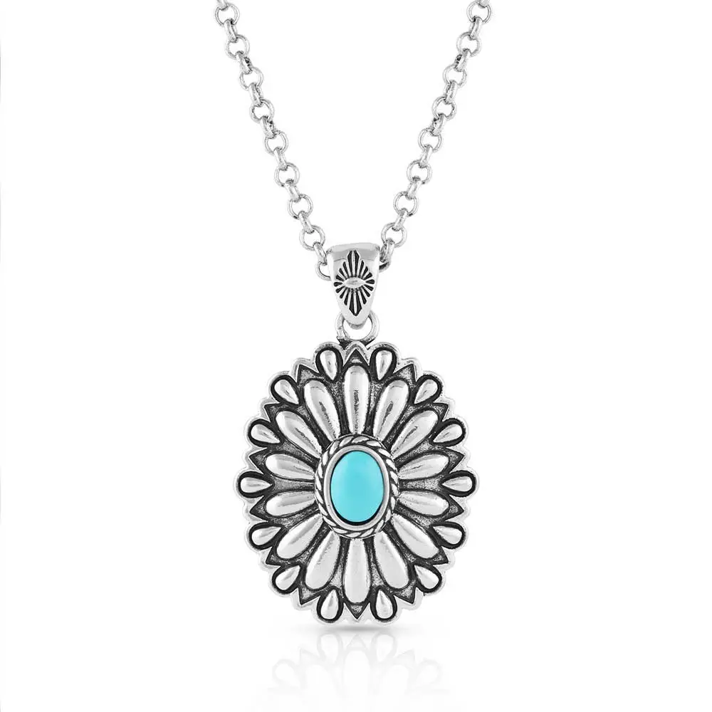 Montana Silversmiths® Women's 19" Sunflower Concho Turquoise Necklace 1 Montana Silversmiths® Women's 19" Sunflower Concho Turquoise Necklace
