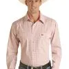 Panhandle Slim® Men's Peach Check Long Sleeve Snap Front Western Shirt