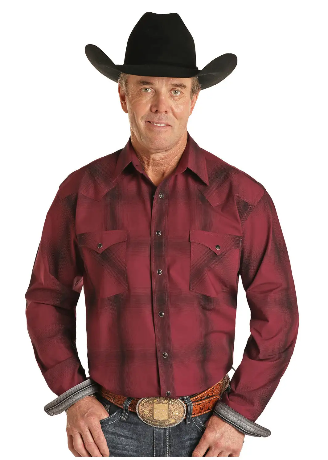 Panhandle Slim Men's Ombre Plaid Traditional Shirt 3 Panhandle Slim Men's Ombre Plaid Traditional Shirt - Image 3