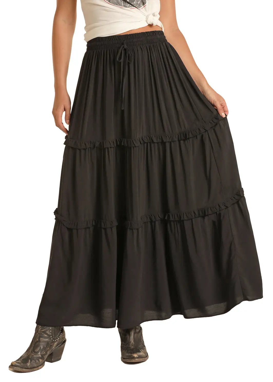 Panhandle Slim® Women's Black Tiered Western Skirt 1 Panhandle Slim® Women's Black Tiered Western Skirt