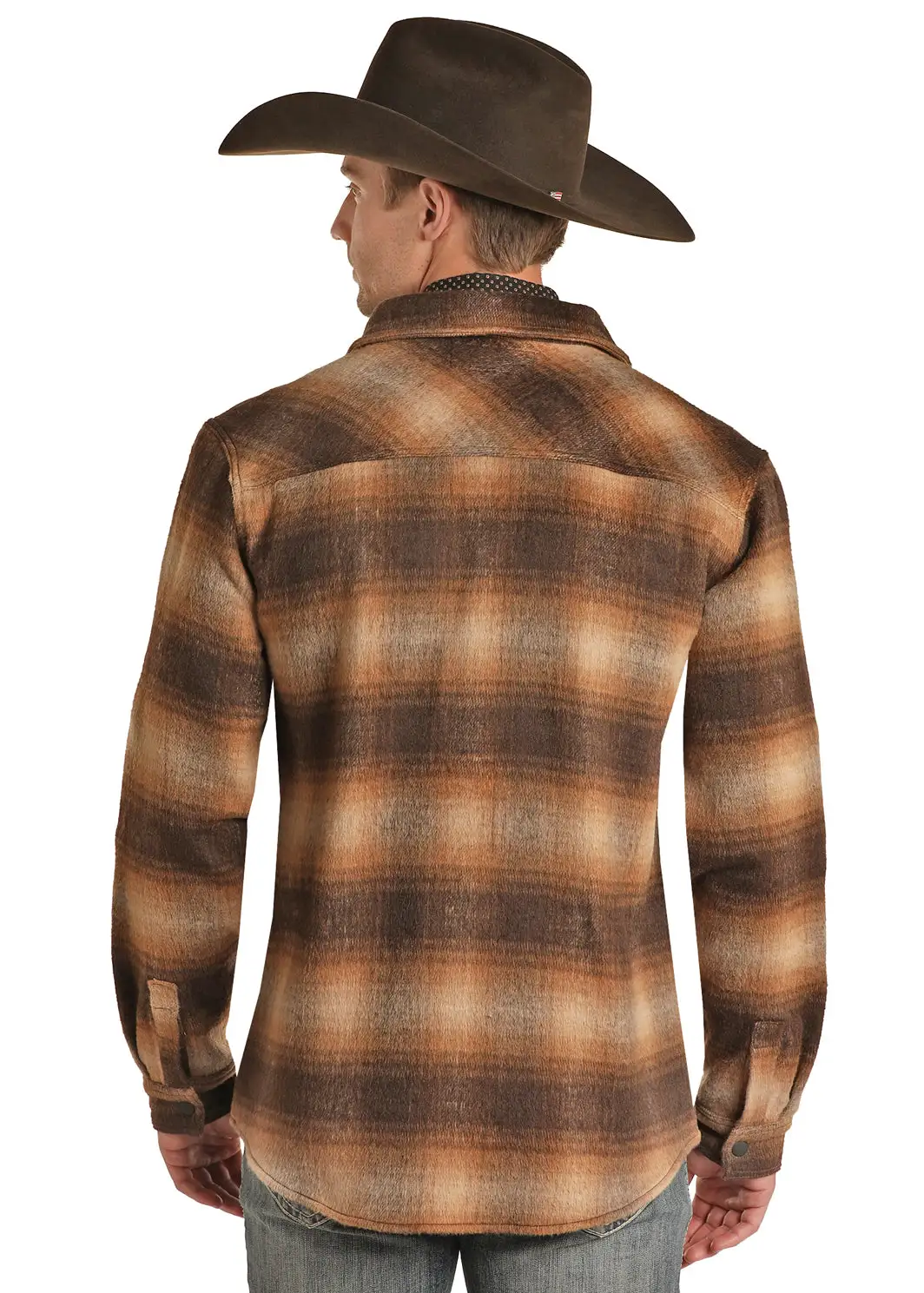 Panhandle Slim® Men's Rock & Roll Brown Plaid Snap Front Shirt Jacket 2 Panhandle Slim® Men's Rock & Roll Brown Plaid Snap Front Shirt Jacket - Image 2