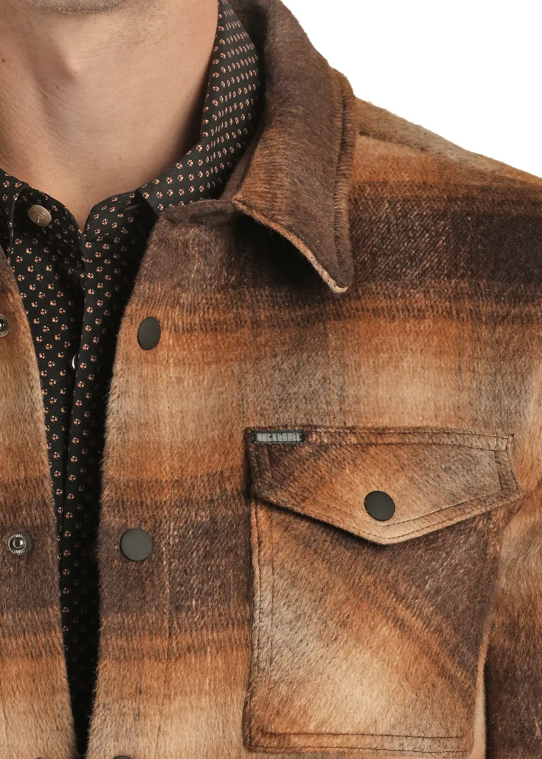 Panhandle Slim® Men's Rock & Roll Brown Plaid Snap Front Shirt Jacket 3 Panhandle Slim® Men's Rock & Roll Brown Plaid Snap Front Shirt Jacket - Image 3