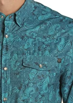 Panhandle Slim® Men's Rock & Roll Paisley Long Sleeve Snap Front Western Shirt -Leather Wallet Shop RRMSOSR09T AZ