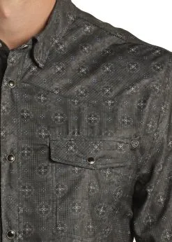 Panhandle Slim® Men's Rock & Roll Medallion Ripstop Long Sleeve Snap Front Western Shirt -Leather Wallet Shop RRMSOSR09V AZ