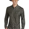Panhandle Slim® Men's Rock & Roll Medallion Ripstop Long Sleeve Snap Front Western Shirt