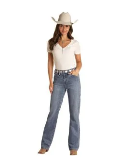 Panhandle Slim® Women's Rock N Roll High Rise Scallop Pocket Boot Cut Jeans