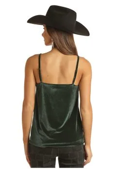 Panhandle Slim® Women's Rock & Roll Velvet Emerald Mesh Cami Top -Leather Wallet Shop RRWT20R0D2 A