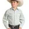 Panhandle Slim® Boy's Aztec Print Long Sleeve Snap Front Western Shirt
