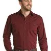 Panhandle Slim® Men's Rock & Roll Maroon Long Sleeve Snap Front Western Shirt