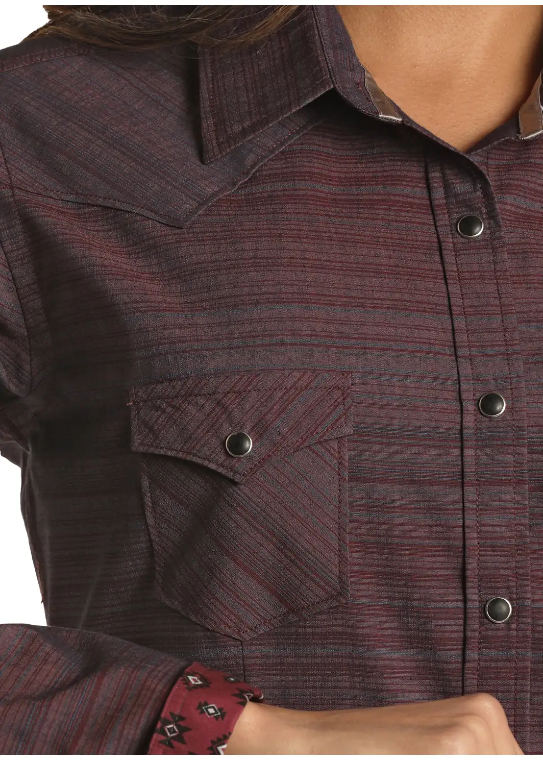 Panhandle Slim® Women's Maroon Long Sleeve Snap Front Western Shirt 2 Panhandle Slim® Women's Maroon Long Sleeve Snap Front Western Shirt - Image 2