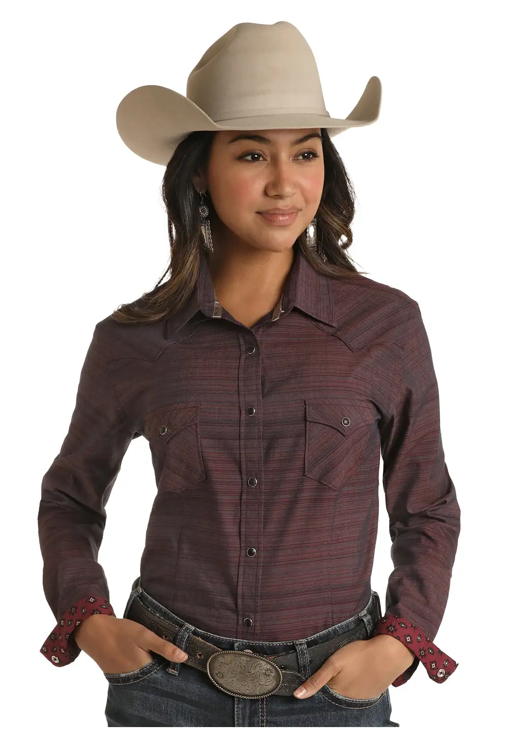 Panhandle Slim® Women's Maroon Long Sleeve Snap Front Western Shirt 1 Panhandle Slim® Women's Maroon Long Sleeve Snap Front Western Shirt