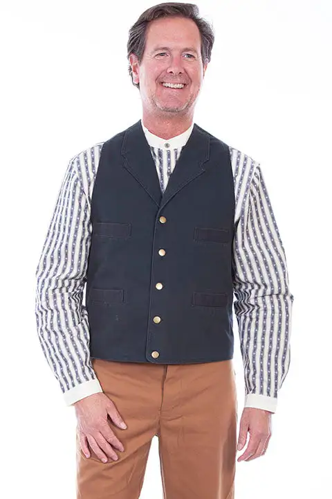 Scully® Men's Rangewear Button Front Canvas Western Vest 3 Scully® Men's Rangewear Button Front Canvas Western Vest - Image 3