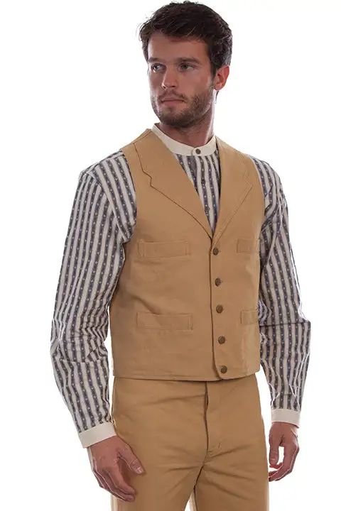 Scully® Men's Rangewear Button Front Canvas Western Vest 4 Scully® Men's Rangewear Button Front Canvas Western Vest - Image 4