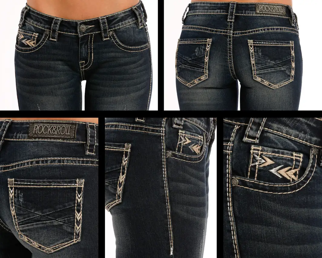 Panhandle Slim® Women's Dark Wash Rock N Roll Aztec Low Rise Denim Jeans 2 Panhandle Slim® Women's Dark Wash Rock N Roll Aztec Low Rise Denim Jeans - Image 2