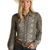 Panhandle Slim® Women's Banana Border Print Long Sleeve Button Front Western Blouse