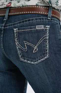 Cruel Girl® Women's Jayley Mid Rise Medium Stone Denim Jeans -Leather Wallet Shop cb17554001 3 1240 detail