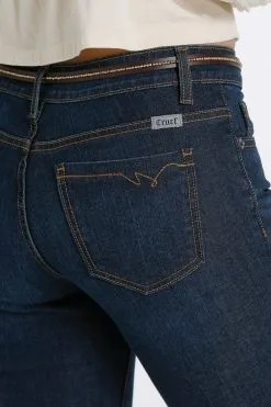 Cruel Girl® Women's Hannah Dark Rinse Moderate Rise Denim Jeans -Leather Wallet Shop cb18454001 4 1918 detail