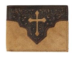 M&F Western M&F® Men's Nocona Brown Embossed Cross Bifold Leather Western Wallet